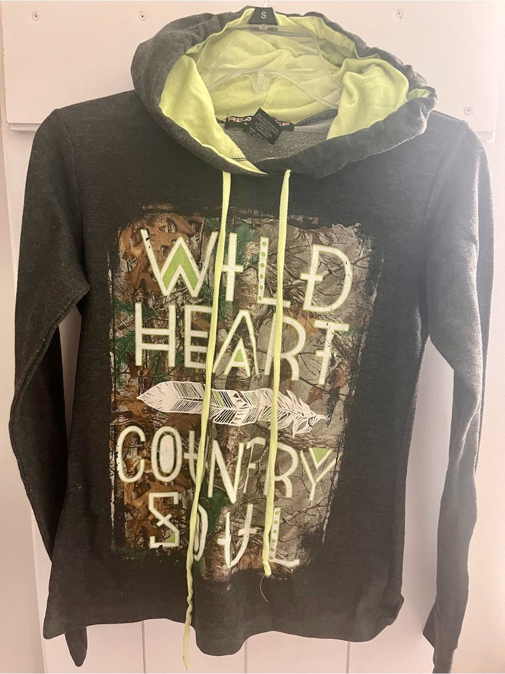 Realtree Gray Hoodie with Lime Accents - Wild Heart Country Graphic